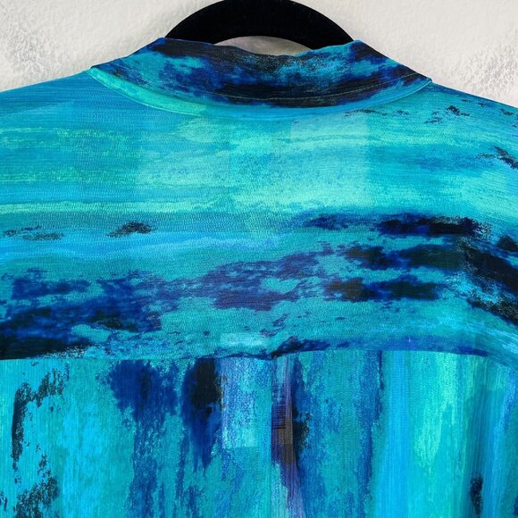 NEW Catherines Womens Plus 5X Button Up Tunic Top Mid Length Roll Tab Sleeve - Picture 9 of 11